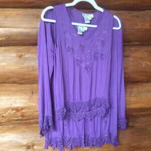 Papillon Purple Crochet Trim Tank & Blazer 2PC Bundle Size XL